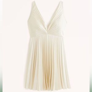 Plunge Pleated Mini Dress